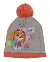 Světlešedo-lososová fleecovo/pletená čepice s PAW PATROL - Skye nickelodeon