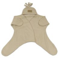 Béžová fleecová deka/kombinéza s kapucí Clair de Lune