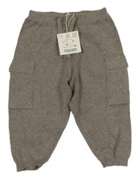 Nové - kávové cargo úpletové tepláky ZARA