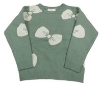 Olivovošedý úpletový svetr s mašlemi ORCHESTRA