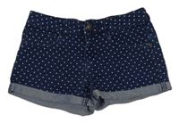 Tmavomodré puntíkaté riflové kraťasy Denim Co.