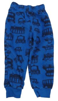 Cobaltoě modré fleecové pyžamové kalhoty s auty a autobusy Matalan
