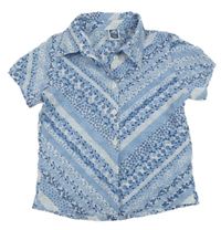 Modro-bílá crop halenka s kytičkami C&A