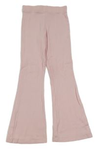 Světlerůžové žebrované flare kalhoty M&S