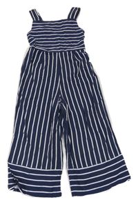 Tmavomodro-bílý pruhovaný kalhotový culottes overal JASPER CONRAN