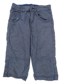 Tmavomodro-bílé pruhované capri plátěné kalhoty H&M