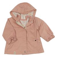 Světlerůžová plátěná jarní parka s kapucí Zara