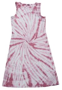 Růžovo-bílé batikované žebrované šaty Tu
