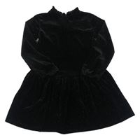 Černé třpytivé sametové pruhované šaty Next