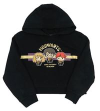 Černá crop mikina s kapucí - Harry Potter Primark