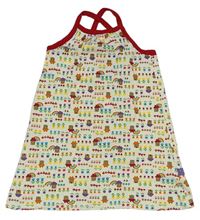 Smetanové šaty s domky a kytičkami Mothercare 