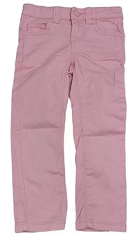 Růžové plátěné skinny kalhoty Dopodopo
