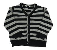 Černo-šedý pruhovaný propínací svetr H&M