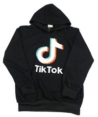 Černá lehká mikina s logem TikTok a kapucí