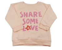 Růžová mikina s nápisem s květinou zn. Primark