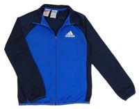Modro-tmavomodrá sportovní propínací mikina s logem Adidas