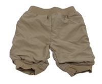 Hnědé šusťákové zateplené kalhoty s úpletovým pasem