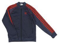 Tmavomodrá sportovní propínací mikina s logem Adidas