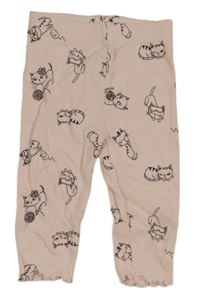 Světlerůžové žebrované legíny s kočkami Ergee