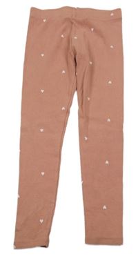 Starorůžové žebrované legíny se srdíčky George