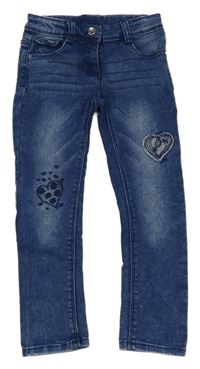 Modré skinny rifle se srdíčky Topolino