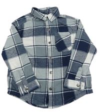 Tmavomodro-modrošedo-bílá kostkovaná flanelová košile Nutmeg