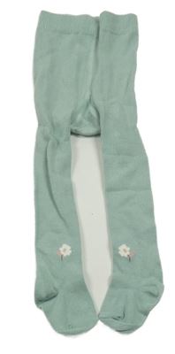 Zelenošedé punčocháče s květinami