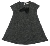 Černé melírované teplákové šaty s mašlí Zara