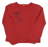 Červené triko s kamínky a nápisem S. Oliver