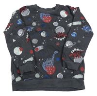 Tmavošedá mikina s planetami a dinosaury Nutmeg