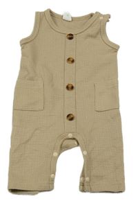 Hnědé žebrované laclové tepláky s knoflíky Shein