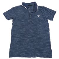 Tmavomodré melírované polo tričko s výšivkou George