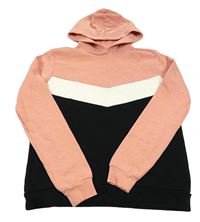 Starorůžovo-černo-bílá mikina s kapucí C&A