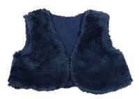 Tmavomodrá kožešinová podšitá crop vesta M&S