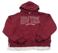 Vínová mikina s nápisem a kapucí Zara