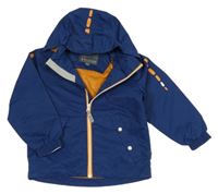 Tmavomodrá šusťáková jarní bunda s kapucí