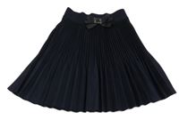 Tmavomodrá plisovaná sukně s mašlí