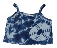 Tmavomodro-světlemodrý batikovaný crop top