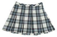 Světlešedo-černo-modrá kostkovaná skládaná sukně H&M