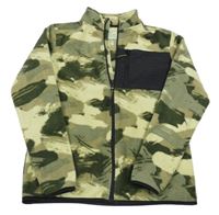 Zeleno-khaki vzorovaná fleecová propínací mikina Primark