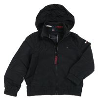 Černá šusťáková jarní bunda s kapucí Tommy Hilfiger