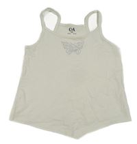 Smetanový crop top s motýlem z kamínků C&A