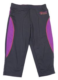 Antracitovo-fialové sportovní crop legíny s nápisem C&A