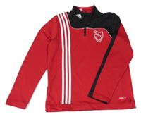 Červeno-černá sportovní funkční mikina s potiskem Adidas