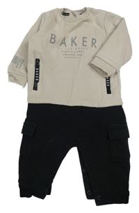 Šedo-černý teplákový overal s nápisem Baker