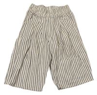Béžovo-tmavomodré pruhované lněné culottes kalhoty Next