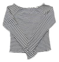 Bílo-černé pruhované žebrované crop triko Pieces