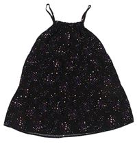 Černé lehké šaty s barevnými hvězdičkami Nutmeg