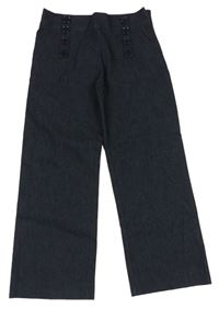 Tmavomodré melírované široké kalhoty s knoflíky M&Co.