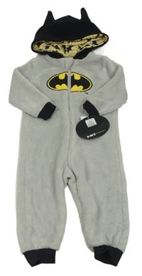 Šedo-černá plyšová kombinéza s kapucí - Batman